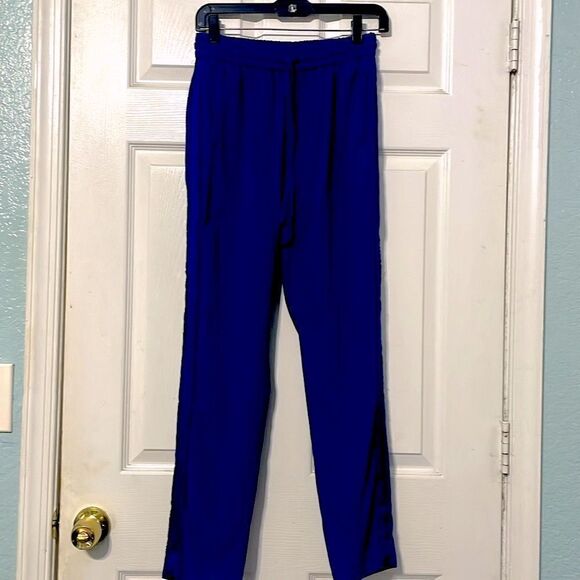 Zadig & Voltaire Parono Crepe Drawstring Trousers Cobalt Blue Size 36 Small - Picture 5 of 13